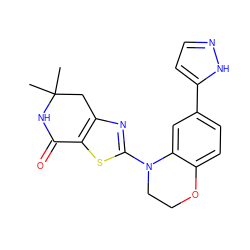 CC1(C)Cc2nc(N3CCOc4ccc(-c5ccn[nH]5)cc43)sc2C(=O)N1 ZINC000040877711