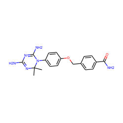 CC1(C)N=C(N)N=C(N)N1c1ccc(OCc2ccc(C(N)=O)cc2)cc1 ZINC000029221640