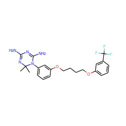 CC1(C)N=C(N)N=C(N)N1c1cccc(OCCCCOc2cccc(C(F)(F)F)c2)c1 ZINC000013740724