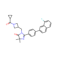 CC1(C)N=C(c2ccc(-c3ccc4cccc(F)c4c3)cc2)N(CC2CN(C(=O)C3CC3)C2)C1=O ZINC000473082510