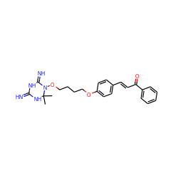 CC1(C)NC(=N)NC(=N)N1OCCCCOc1ccc(/C=C/C(=O)c2ccccc2)cc1 ZINC001772577873