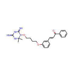 CC1(C)NC(=N)NC(=N)N1OCCCCOc1cccc(/C=C/C(=O)c2ccccc2)c1 ZINC001772579620