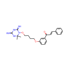 CC1(C)NC(=N)NC(=N)N1OCCCCOc1cccc(C(=O)/C=C/c2ccccc2)c1 ZINC001772594269