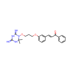 CC1(C)NC(=N)NC(=N)N1OCCCOc1cccc(/C=C/C(=O)c2ccccc2)c1 ZINC001772604006