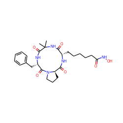 CC1(C)NC(=O)[C@H](CCCCCC(=O)NO)NC(=O)[C@H]2CCCN2C(=O)[C@H](Cc2ccccc2)NC1=O ZINC000013584112