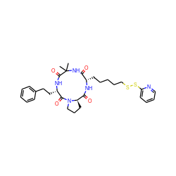 CC1(C)NC(=O)[C@H](CCCCCSSc2ccccn2)NC(=O)[C@H]2CCCN2C(=O)[C@H](CCc2ccccc2)NC1=O ZINC000028876443