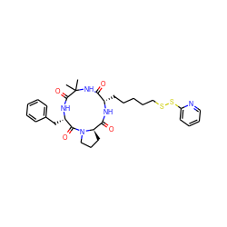 CC1(C)NC(=O)[C@H](CCCCCSSc2ccccn2)NC(=O)[C@H]2CCCN2C(=O)[C@H](Cc2ccccc2)NC1=O ZINC000028876406