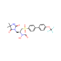 CC1(C)NC(=O)N(C[C@@H](CS(=O)(=O)c2ccc(-c3ccc(OC(F)(F)F)cc3)cc2)N(O)C=O)C1=O ZINC000084670103