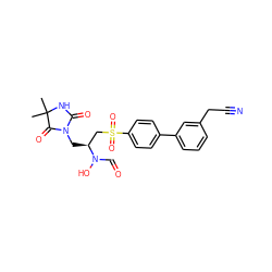 CC1(C)NC(=O)N(C[C@@H](CS(=O)(=O)c2ccc(-c3cccc(CC#N)c3)cc2)N(O)C=O)C1=O ZINC000013471918