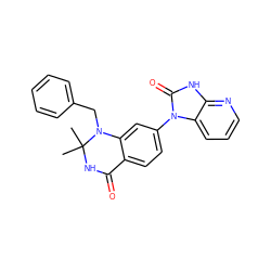 CC1(C)NC(=O)c2ccc(-n3c(=O)[nH]c4ncccc43)cc2N1Cc1ccccc1 ZINC000584905267