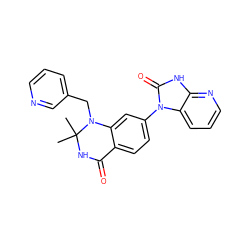 CC1(C)NC(=O)c2ccc(-n3c(=O)[nH]c4ncccc43)cc2N1Cc1cccnc1 ZINC000653851020