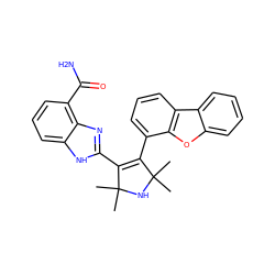 CC1(C)NC(C)(C)C(c2cccc3c2oc2ccccc23)=C1c1nc2c(C(N)=O)cccc2[nH]1 ZINC000040893607