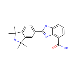 CC1(C)NC(C)(C)c2cc(-c3nc4c(C(N)=O)cccc4[nH]3)ccc21 ZINC000040407838