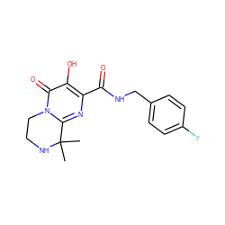 CC1(C)NCCn2c1nc(C(=O)NCc1ccc(F)cc1)c(O)c2=O ZINC000036518198