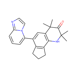 CC1(C)Nc2c(cc(-c3cccc4nccn34)c3c2CCC3)C(C)(C)C1=O ZINC000043197406