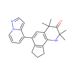 CC1(C)Nc2c(cc(-c3cccn4nccc34)c3c2CCC3)C(C)(C)C1=O ZINC000141153375