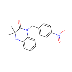 CC1(C)Nc2ccccc2N(Cc2ccc([N+](=O)[O-])cc2)C1=O ZINC000000238007