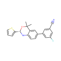 CC1(C)O[C@@H](c2cccs2)Nc2ccc(-c3cc(F)cc(C#N)c3)cc21 ZINC000013439612