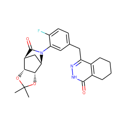 CC1(C)O[C@@H]2[C@H](O1)[C@@H]1C[C@H]2N(c2cc(Cc3n[nH]c(=O)c4c3CCCC4)ccc2F)C1=O ZINC000142602964