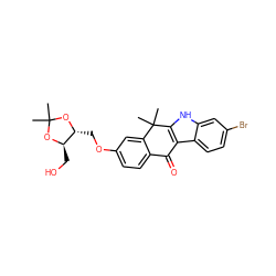 CC1(C)O[C@H](CO)[C@@H](COc2ccc3c(c2)C(C)(C)c2[nH]c4cc(Br)ccc4c2C3=O)O1 ZINC000114801574