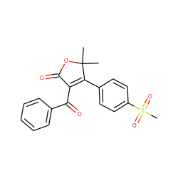 CC1(C)OC(=O)C(C(=O)c2ccccc2)=C1c1ccc(S(C)(=O)=O)cc1 ZINC000026957456