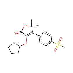 CC1(C)OC(=O)C(OC2CCCC2)=C1c1ccc(S(C)(=O)=O)cc1 ZINC000026280772