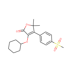 CC1(C)OC(=O)C(OC2CCCCC2)=C1c1ccc(S(C)(=O)=O)cc1 ZINC000026291653