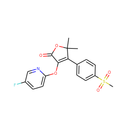 CC1(C)OC(=O)C(Oc2ccc(F)cn2)=C1c1ccc(S(C)(=O)=O)cc1 ZINC000026953909