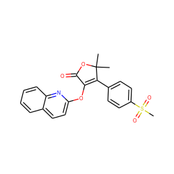 CC1(C)OC(=O)C(Oc2ccc3ccccc3n2)=C1c1ccc(S(C)(=O)=O)cc1 ZINC000026957242