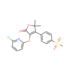 CC1(C)OC(=O)C(Oc2cccc(Cl)n2)=C1c1ccc(S(C)(=O)=O)cc1 ZINC000026942866