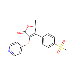 CC1(C)OC(=O)C(Oc2ccncc2)=C1c1ccc(S(C)(=O)=O)cc1 ZINC000026850314