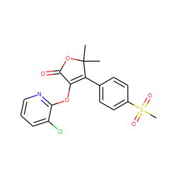 CC1(C)OC(=O)C(Oc2ncccc2Cl)=C1c1ccc(S(C)(=O)=O)cc1 ZINC000026966368