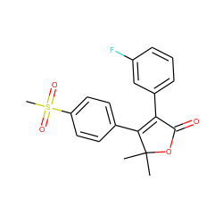 CC1(C)OC(=O)C(c2cccc(F)c2)=C1c1ccc(S(C)(=O)=O)cc1 ZINC000000838584