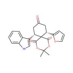 CC1(C)OC(=O)C2(C(=O)O1)[C@@H](c1ccco1)CC(=O)C[C@H]2c1c[nH]c2ccccc12 ZINC000028893255