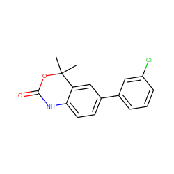 CC1(C)OC(=O)Nc2ccc(-c3cccc(Cl)c3)cc21 ZINC000013491403