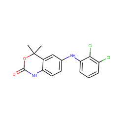 CC1(C)OC(=O)Nc2ccc(Nc3cccc(Cl)c3Cl)cc21 ZINC000028878554