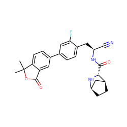 CC1(C)OC(=O)c2cc(-c3ccc(C[C@@H](C#N)NC(=O)[C@H]4N[C@@H]5CC[C@H]4C5)c(F)c3)ccc21 ZINC000219324516