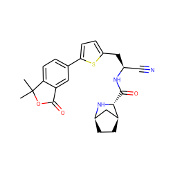 CC1(C)OC(=O)c2cc(-c3ccc(C[C@@H](C#N)NC(=O)[C@H]4N[C@@H]5CC[C@H]4C5)s3)ccc21 ZINC000169708983