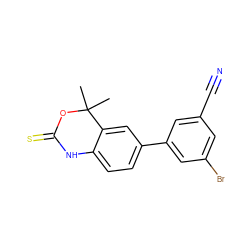 CC1(C)OC(=S)Nc2ccc(-c3cc(Br)cc(C#N)c3)cc21 ZINC000013488859