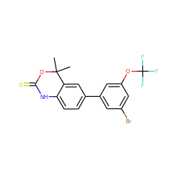 CC1(C)OC(=S)Nc2ccc(-c3cc(Br)cc(OC(F)(F)F)c3)cc21 ZINC000013488861