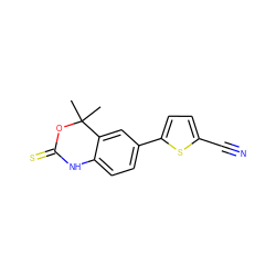 CC1(C)OC(=S)Nc2ccc(-c3ccc(C#N)s3)cc21 ZINC000013488866