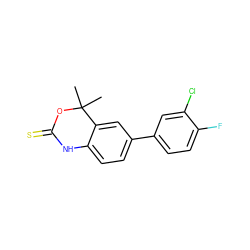 CC1(C)OC(=S)Nc2ccc(-c3ccc(F)c(Cl)c3)cc21 ZINC000013488854