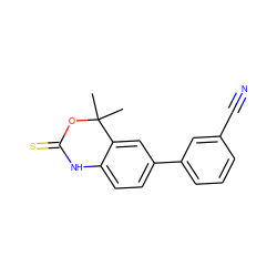 CC1(C)OC(=S)Nc2ccc(-c3cccc(C#N)c3)cc21 ZINC000000026408