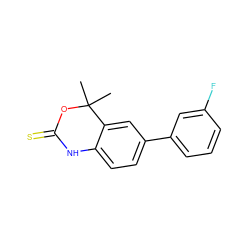 CC1(C)OC(=S)Nc2ccc(-c3cccc(F)c3)cc21 ZINC000013488842