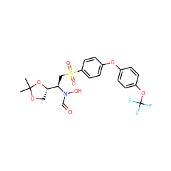 CC1(C)OC[C@@H]([C@@H](CS(=O)(=O)c2ccc(Oc3ccc(OC(F)(F)F)cc3)cc2)N(O)C=O)O1 ZINC000013471950