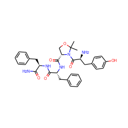 CC1(C)OC[C@@H](C(=O)N[C@H](Cc2ccccc2)C(=O)N[C@H](Cc2ccccc2)C(N)=O)N1C(=O)[C@@H](N)Cc1ccc(O)cc1 ZINC000027308468
