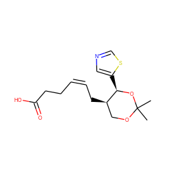 CC1(C)OC[C@@H](C/C=C\CCC(=O)O)[C@@H](c2cncs2)O1 ZINC000036242156