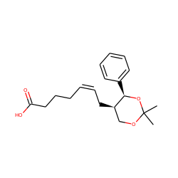 CC1(C)OC[C@@H](C/C=C\CCCC(=O)O)[C@@H](c2ccccc2)O1 ZINC000027734429