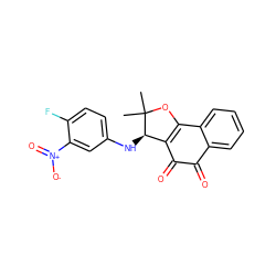 CC1(C)OC2=C(C(=O)C(=O)c3ccccc32)[C@H]1Nc1ccc(F)c([N+](=O)[O-])c1 ZINC000045318072