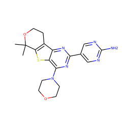 CC1(C)OCCc2c1sc1c(N3CCOCC3)nc(-c3cnc(N)nc3)nc21 ZINC000072316318